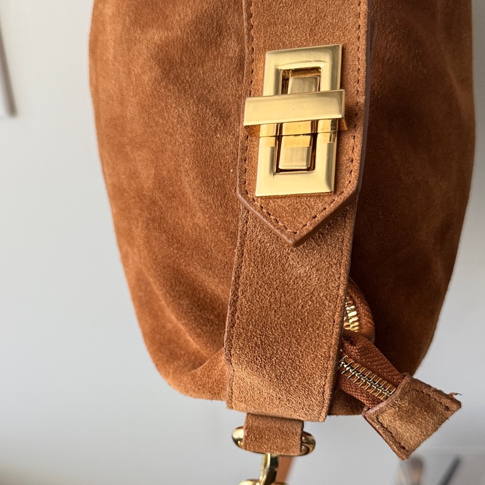 Claudia Firenze Made in Italy Suede Genuine Leather Handbag Purse -Gold Hardware - Picture 5 of 14